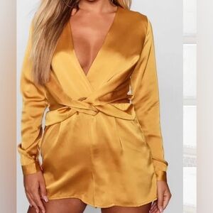 Boohoo Night Mustard Romper